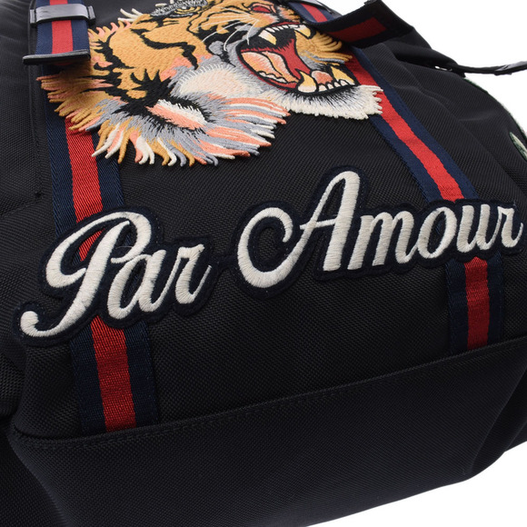 Gucci Embroidered Tiger Backpack Black Canvas Daypack - Picture 7 of 9